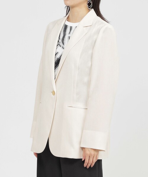 EVEX by KRIZIA（エヴェックスバイクリツィア）の「【L】【カタログ掲載品】【ウォッシャブル】シアーヴィンテージスラブテーラージャケット（テーラードジャケット・レディース・ブラック/オフホワイト・44/46）」の6枚目の写真