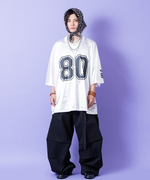 a.p.o.v.（エーピーオービー）の「a.p.o.v. ビッグナンバリングシャイニーポリオーバーサイズフットボールシャツ（Tシャツ/カットソー・メンズ・ホワイト/ブラック/ライトブルー・ONESIZE）」の15枚目の写真