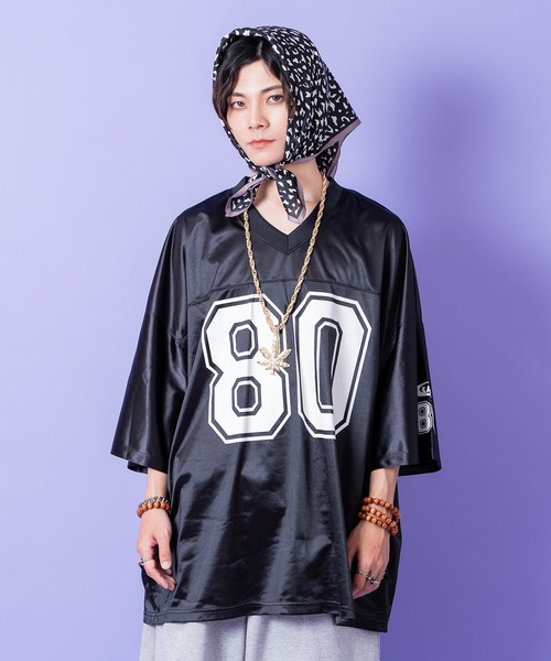 a.p.o.v.（エーピーオービー）の「a.p.o.v. ビッグナンバリングシャイニーポリオーバーサイズフットボールシャツ（Tシャツ/カットソー・メンズ・ホワイト/ブラック/ライトブルー・ONESIZE）」の6枚目の写真