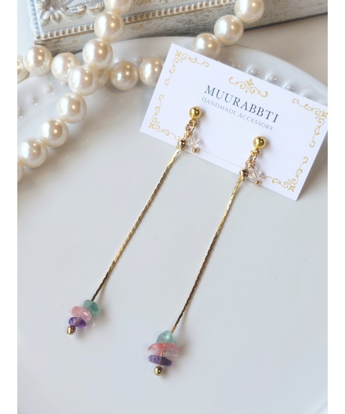 MUURABBTI】3つのさざれ石のピアス(MA)（ピアス（両耳用））｜tone  