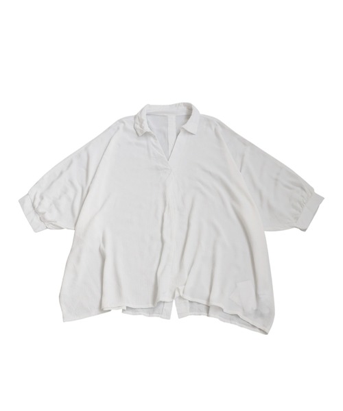 antiqua（アンティカ）の「楊柳風スキッパーシャツ（シャツ/ブラウス・レディース・ホワイト/ブラック・ONESIZE）」の13枚目の写真