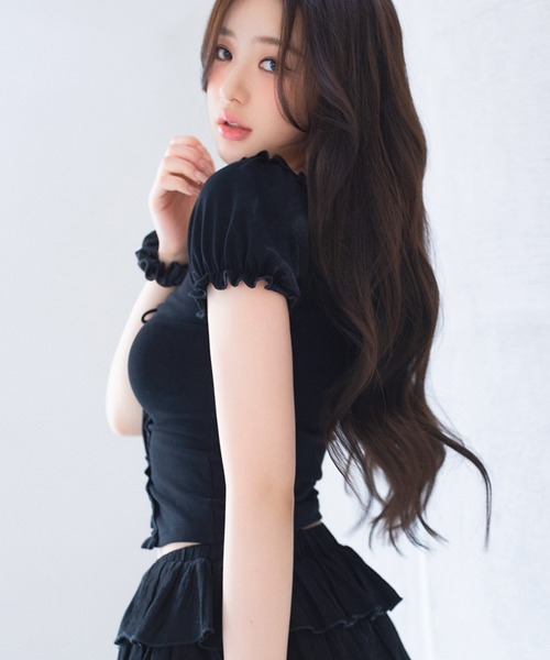 セール】フリルショート丈オフショルトップス（Tシャツ/カットソー