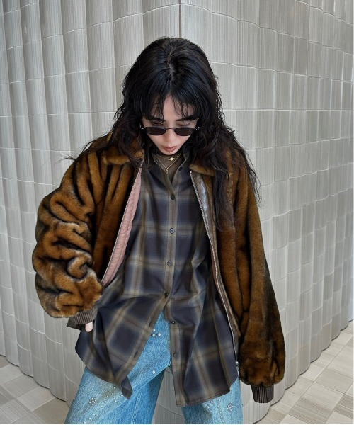 AMERI DESSERT CUP FUR BLOUSONベージュFサイズ新品 DESSERT CUP FUR BLOUSON