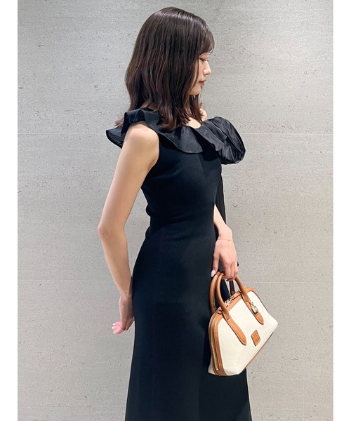 SNIDEL（スナイデル）の「ワンショルリボンニットワンピース（ワンピース・レディース・ブラック/ダークグレー/ミント・F）」の14枚目の写真