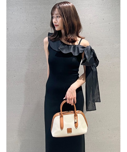 SNIDEL（スナイデル）の「ワンショルリボンニットワンピース（ワンピース・レディース・ブラック/ダークグレー/ミント・F）」の13枚目の写真