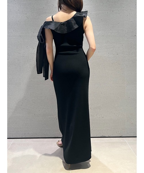 SNIDEL（スナイデル）の「ワンショルリボンニットワンピース（ワンピース・レディース・ブラック/ダークグレー/ミント・F）」の10枚目の写真