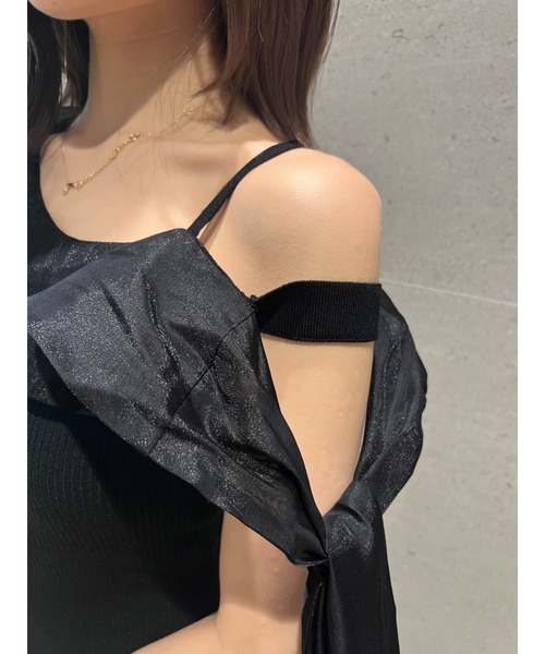 SNIDEL（スナイデル）の「ワンショルリボンニットワンピース（ワンピース・レディース・ブラック/ダークグレー/ミント・F）」の6枚目の写真