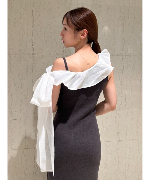 SNIDEL（スナイデル）の「ワンショルリボンニットワンピース（ワンピース・レディース・ブラック/ダークグレー/ミント・F）」の19枚目の写真