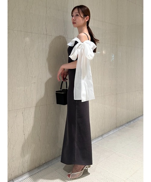 SNIDEL（スナイデル）の「ワンショルリボンニットワンピース（ワンピース・レディース・ブラック/ダークグレー/ミント・F）」の22枚目の写真