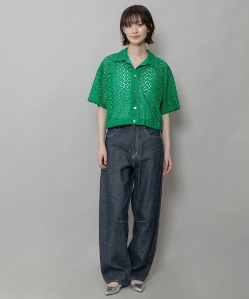 Munich（ミューニック）の「カットワークレースシャツ（シャツ/ブラウス・レディース・ホワイト/ブラック/グリーン・FREE）」の4枚目の写真