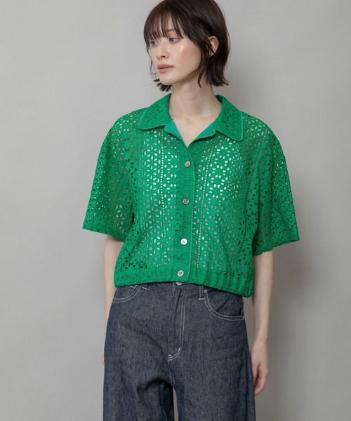 Munich（ミューニック）の「カットワークレースシャツ（シャツ/ブラウス・レディース・ホワイト/ブラック/グリーン・FREE）」の10枚目の写真