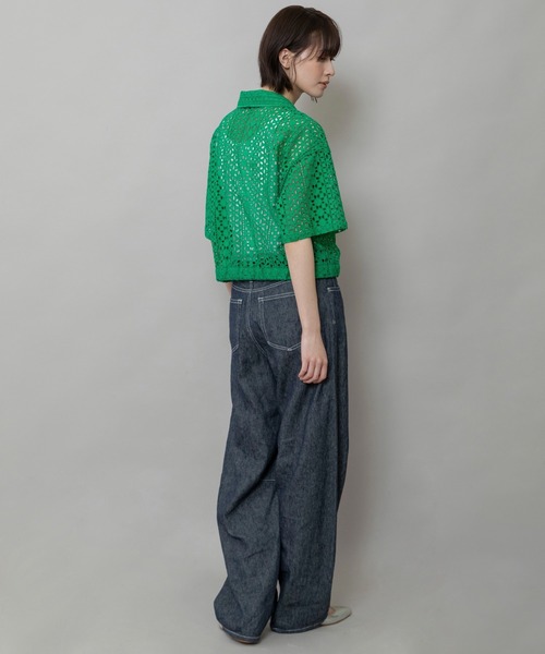 Munich（ミューニック）の「カットワークレースシャツ（シャツ/ブラウス・レディース・ホワイト/ブラック/グリーン・FREE）」の6枚目の写真