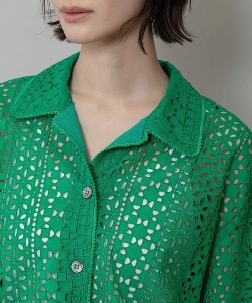 Munich（ミューニック）の「カットワークレースシャツ（シャツ/ブラウス・レディース・ホワイト/ブラック/グリーン・FREE）」の11枚目の写真