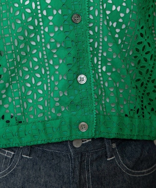 Munich（ミューニック）の「カットワークレースシャツ（シャツ/ブラウス・レディース・ホワイト/ブラック/グリーン・FREE）」の14枚目の写真