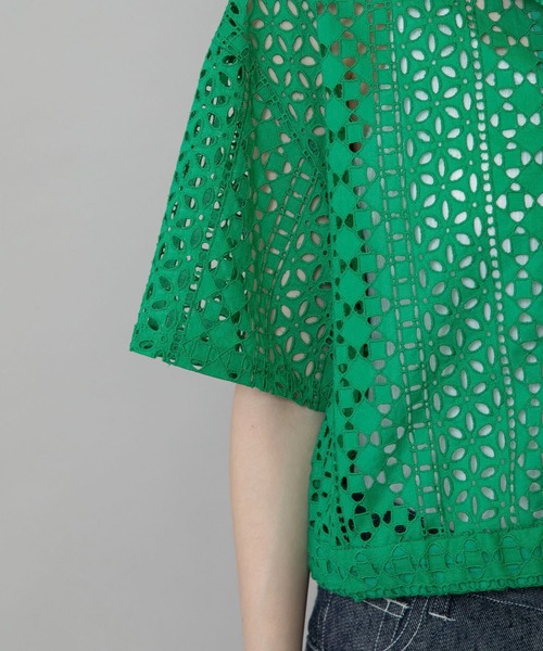 Munich（ミューニック）の「カットワークレースシャツ（シャツ/ブラウス・レディース・ホワイト/ブラック/グリーン・FREE）」の13枚目の写真