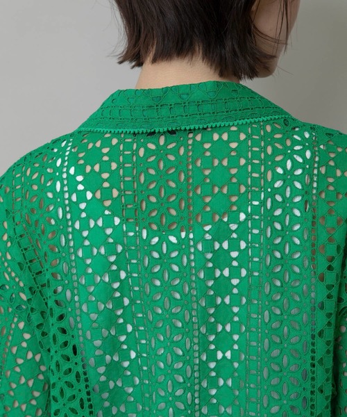 Munich（ミューニック）の「カットワークレースシャツ（シャツ/ブラウス・レディース・ホワイト/ブラック/グリーン・FREE）」の12枚目の写真