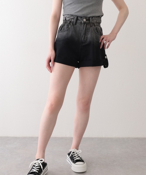 Lace Ladies(レースレディース)の「グラデーション ハイウエスト ロールアップ ショート デニムパンツ(デニムパンツ・レディース・ブルー/ブラック・S/M/XL)」の8枚目の写真