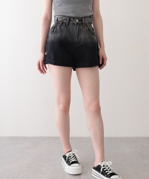 Lace Ladies(レースレディース)の「グラデーション ハイウエスト ロールアップ ショート デニムパンツ(デニムパンツ・レディース・ブルー/ブラック・S/M/XL)」の11枚目の写真