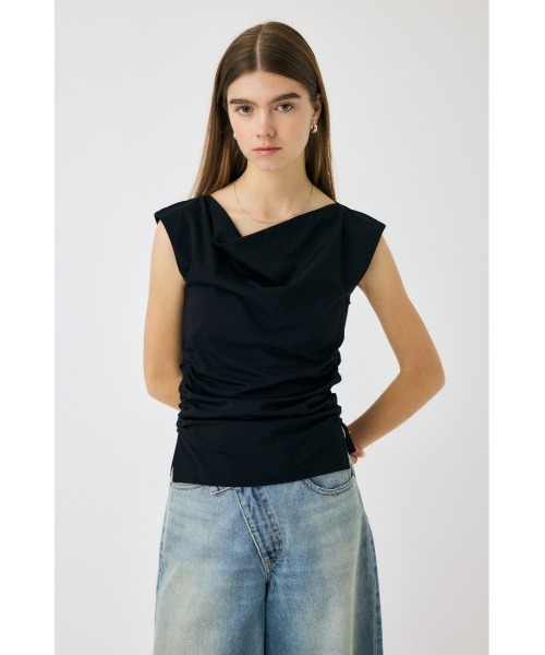 MOUSSY（マウジー）の「COWL NECK ノースリーブトップス（Tシャツ/カットソー・レディース・オフホワイト/ブラック/ブラウン・FREE）」の4枚目の写真