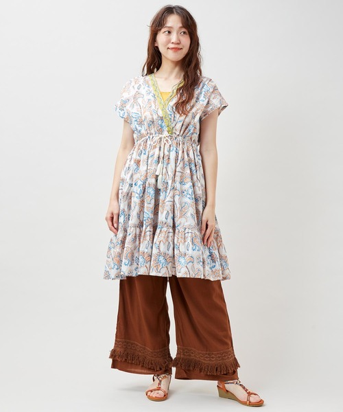 チャイハネ(チャイハネ)の「【チャイハネ】アリーンチュニックワンピース(チュニック・レディース・ブルー/ホワイト・FREE)」の7枚目の写真