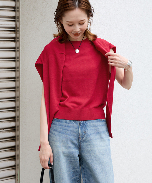 JOURNAL STANDARD(ジャーナルスタンダード)の「ウォッシャブルVOCE アンサンブル(アンサンブル・レディース・レッド/ブラック/チャコールグレー・FREE)」の3枚目の写真