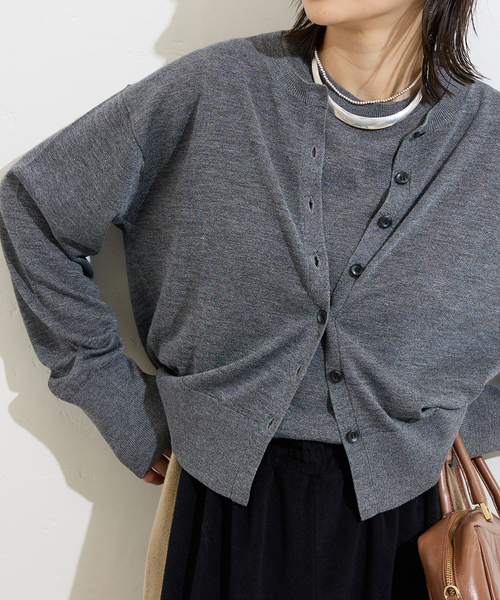 JOURNAL STANDARD(ジャーナルスタンダード)の「ウォッシャブルVOCE アンサンブル(アンサンブル・レディース・レッド/ブラック/チャコールグレー・FREE)」の2枚目の写真