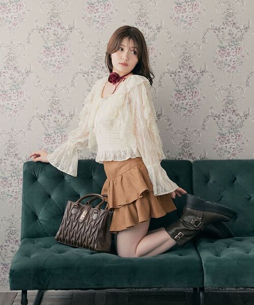 MAJESTIC LEGON（マジェスティックレゴン）の「キャミセットフリルブラウス（シャツ/ブラウス・レディース・アイボリー/ブルー系その他2/グレー系その他/ホワイト系その他2・MEDIUM）」の7枚目の写真