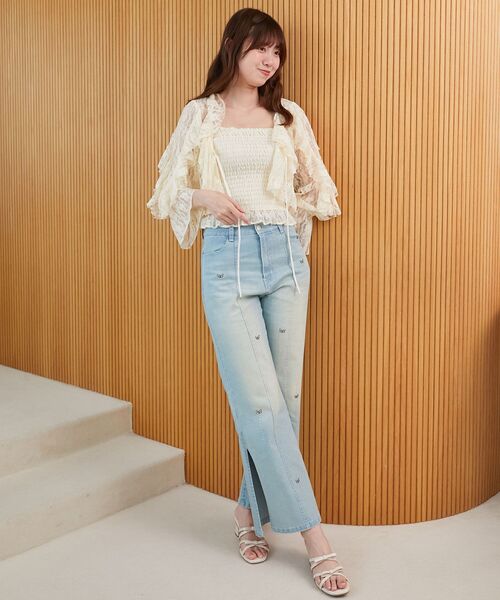 MAJESTIC LEGON（マジェスティックレゴン）の「キャミセットフリルブラウス（シャツ/ブラウス・レディース・アイボリー/ブルー系その他2/グレー系その他/ホワイト系その他2・MEDIUM）」の9枚目の写真