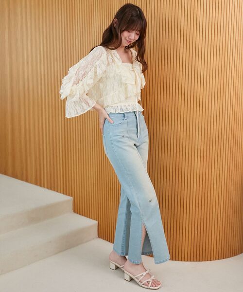 MAJESTIC LEGON（マジェスティックレゴン）の「キャミセットフリルブラウス（シャツ/ブラウス・レディース・アイボリー/ブルー系その他2/グレー系その他/ホワイト系その他2・MEDIUM）」の10枚目の写真