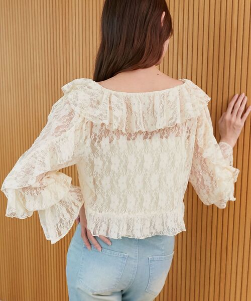 MAJESTIC LEGON（マジェスティックレゴン）の「キャミセットフリルブラウス（シャツ/ブラウス・レディース・アイボリー/ブルー系その他2/グレー系その他/ホワイト系その他2・MEDIUM）」の14枚目の写真