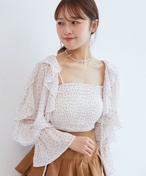 MAJESTIC LEGON（マジェスティックレゴン）の「キャミセットフリルブラウス（シャツ/ブラウス・レディース・アイボリー/ブルー系その他2/グレー系その他/ホワイト系その他2・MEDIUM）」の19枚目の写真