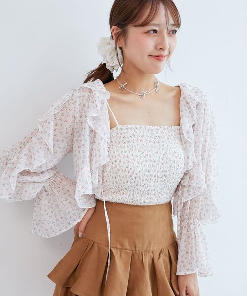 MAJESTIC LEGON（マジェスティックレゴン）の「キャミセットフリルブラウス（シャツ/ブラウス・レディース・アイボリー/ブルー系その他2/グレー系その他/ホワイト系その他2・MEDIUM）」の20枚目の写真