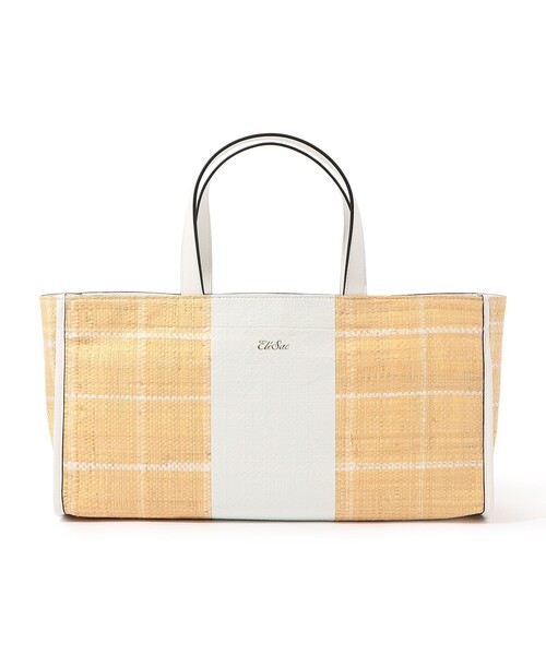EleSac（エルサック）の「Ele`Sac CHECK WIDE TOTE バッグ（ハンドバッグ・レディース・ライトブルー/ブラック系その他/ホワイト系その他・FREE）」の2枚目の写真