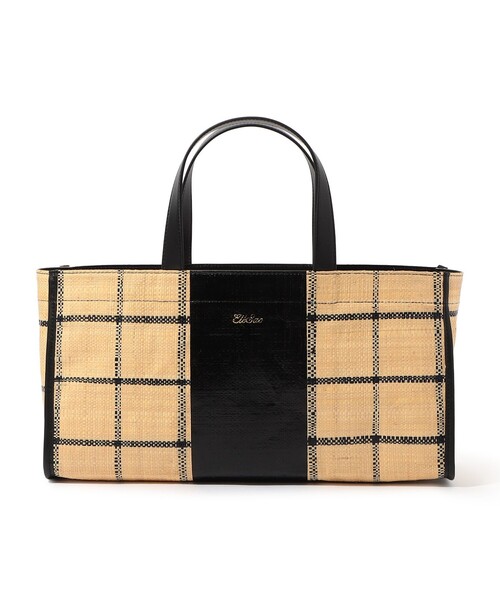 EleSac（エルサック）の「Ele`Sac CHECK WIDE TOTE バッグ（ハンドバッグ・レディース・ライトブルー/ブラック系その他/ホワイト系その他・FREE）」の3枚目の写真