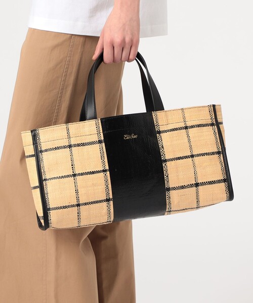 EleSac（エルサック）の「Ele`Sac CHECK WIDE TOTE バッグ（ハンドバッグ・レディース・ライトブルー/ブラック系その他/ホワイト系その他・FREE）」の4枚目の写真