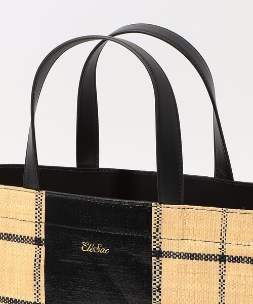 EleSac（エルサック）の「Ele`Sac CHECK WIDE TOTE バッグ（ハンドバッグ・レディース・ライトブルー/ブラック系その他/ホワイト系その他・FREE）」の8枚目の写真