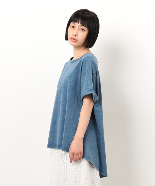 ONIGIRI（オニギリ）の「バックタックＴシャツ（Tシャツ/カットソー・レディース・オフホワイト/サックスブルー・FREE）」の10枚目の写真