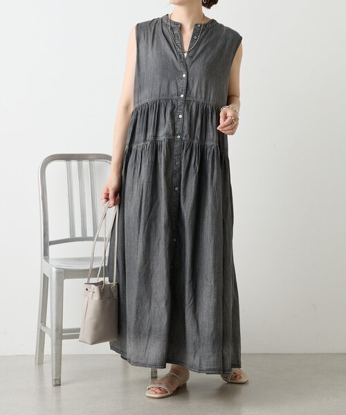 Jena espace merveilleux（ジェナ　エスパスメルヴェイユ）の「シアーデニムギャザーワンピース（ワンピース・レディース・ブルー/ブラック・FREE）」の3枚目の写真