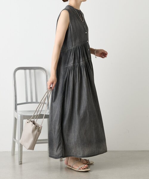 Jena espace merveilleux（ジェナ　エスパスメルヴェイユ）の「シアーデニムギャザーワンピース（ワンピース・レディース・ブルー/ブラック・FREE）」の6枚目の写真