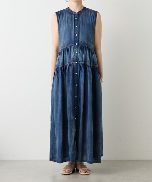Jena espace merveilleux（ジェナ　エスパスメルヴェイユ）の「シアーデニムギャザーワンピース（ワンピース・レディース・ブルー/ブラック・FREE）」の17枚目の写真
