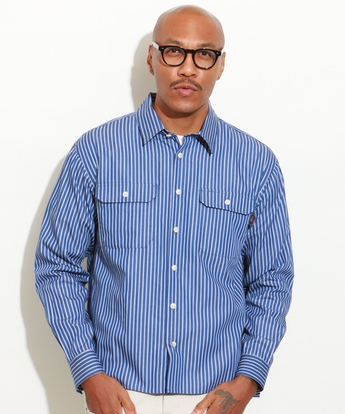 ROTAR(ローター)の「Blue Striped Work Shirt(シャツ/ブラウス・メンズ・ネイビー/サックスブルー・X-LARGE/LARGE/MEDIUM)」の2枚目の写真