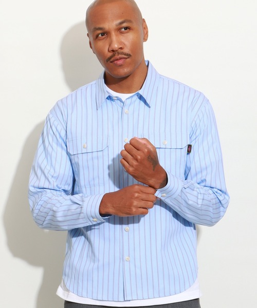 ROTAR(ローター)の「Blue Striped Work Shirt(シャツ/ブラウス・メンズ・ネイビー/サックスブルー・X-LARGE/LARGE/MEDIUM)」の3枚目の写真