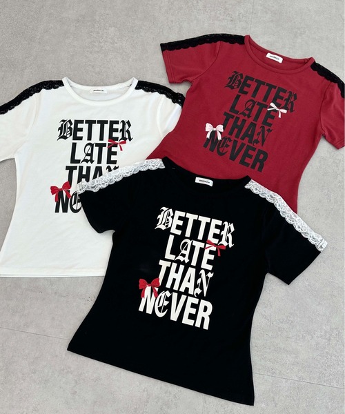 sedacle girl(セダクルガール)の「レースサイドラインピチT(Tシャツ/カットソー・レディース・ボルドー/ブラック/オフホワイト・SMALL/MEDIUM)」の3枚目の写真