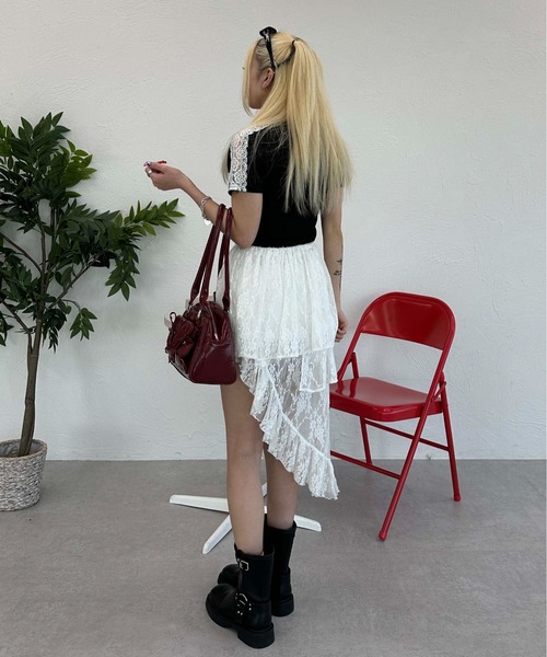 sedacle girl(セダクルガール)の「レースサイドラインピチT(Tシャツ/カットソー・レディース・ボルドー/ブラック/オフホワイト・SMALL/MEDIUM)」の19枚目の写真