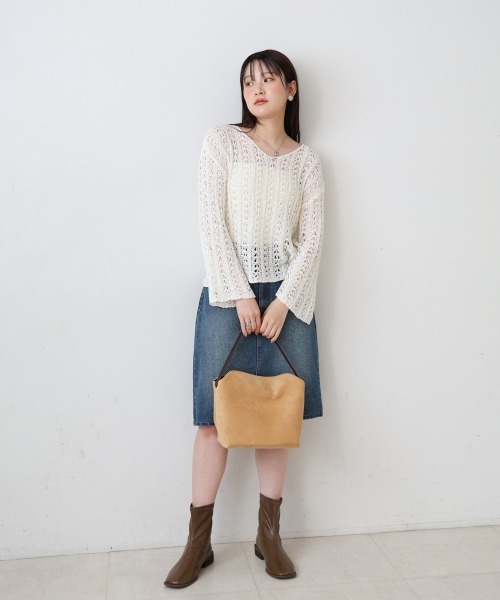 Bab（バブ）の「フラワーレース透かし編みトップス（Tシャツ/カットソー・レディース・ベージュ/ブラック/オフホワイト・FREE）」の11枚目の写真