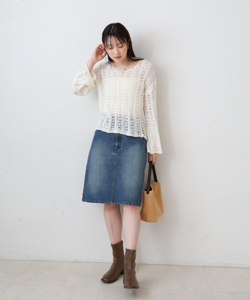 Bab（バブ）の「フラワーレース透かし編みトップス（Tシャツ/カットソー・レディース・ベージュ/ブラック/オフホワイト・FREE）」の16枚目の写真