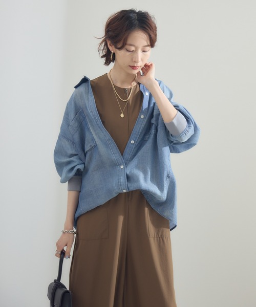 Paradise Picnic（パラダイスピクニック）の「Dignite Collier シアーデニムシャツ（シャツ/ブラウス・レディース・ブルー/ライトブルー・FREE）」の16枚目の写真