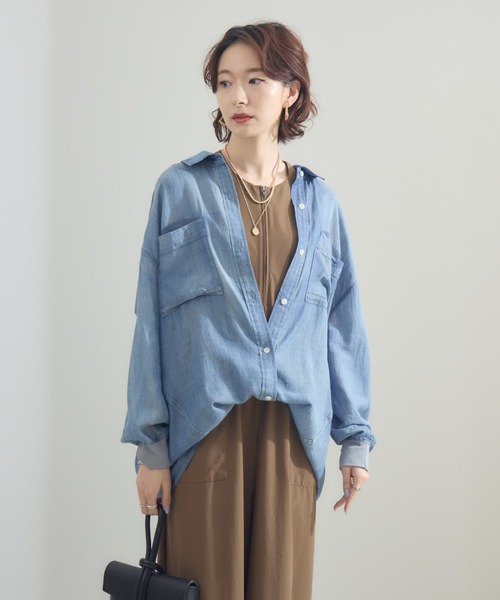 Paradise Picnic（パラダイスピクニック）の「Dignite Collier シアーデニムシャツ（シャツ/ブラウス・レディース・ブルー/ライトブルー・FREE）」の20枚目の写真