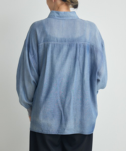 Dignite' collier デニム長袖シャツ Fサイズ Dignite collier (ディニテコリエ) シアー デニムシャツ
