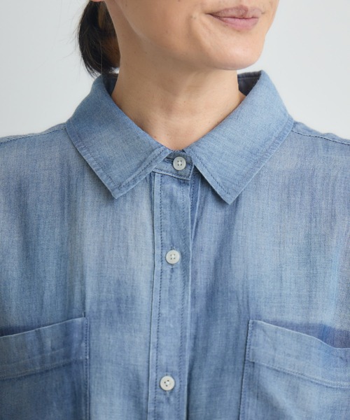 doudou Dignite collier シアーデニムシャツ　サックスブルー ディニテコリエ(Dignite Collier）シアーデニムシャツ／サックスブルー